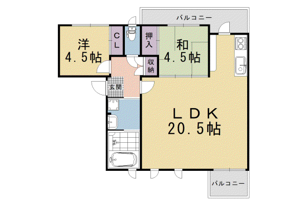 京阪電気鉄道京阪線 清水五条駅 徒歩7分 3階建 築1年(2LDK/3階)の間取り写真