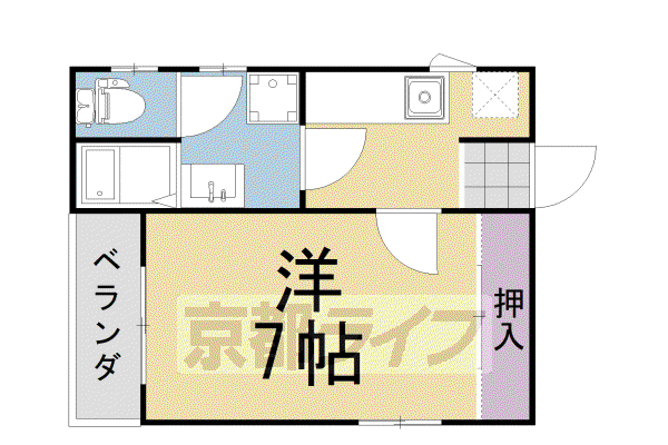 山陰本線 花園駅(京都) 徒歩3分 5階建 築24年(1K/2階)の間取り写真