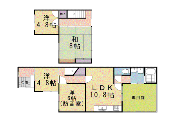 京都市烏丸線 北大路駅 徒歩14分 2階建 築29年(4LDK)の間取り写真