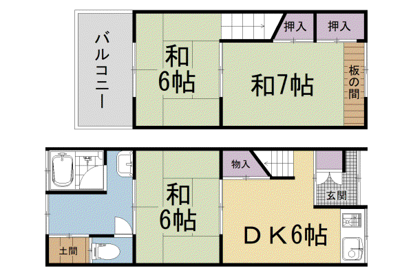 近鉄京都線 小倉駅(京都) 徒歩4分 2階建 築61年(3DK)の間取り写真