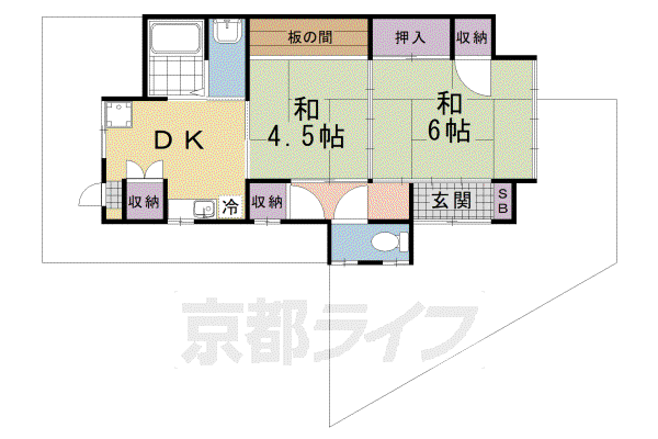 近鉄京都線 伏見駅(京都) 徒歩7分 1階建 築51年(2K)の間取り写真
