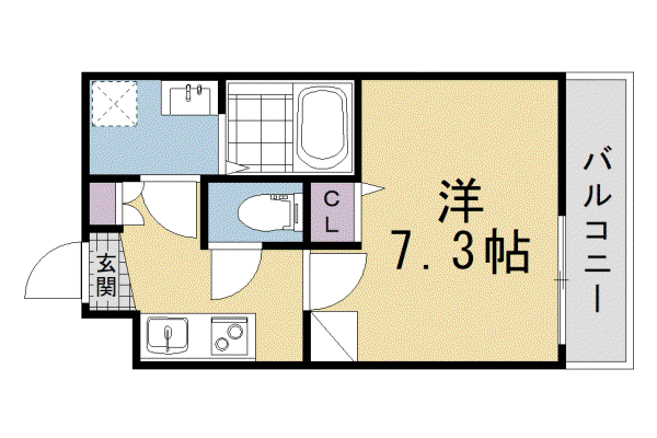 京都市烏丸線 北大路駅 徒歩27分 3階建 新築(1K/2階)の間取り写真