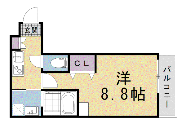 京都市烏丸線 北大路駅 徒歩27分 3階建 新築(1K/2階)の間取り写真