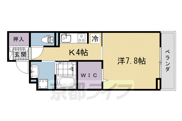 近鉄京都線 富野荘駅 徒歩5分 3階建 新築(1K/3階)の間取り写真