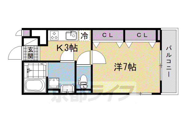 近鉄京都線 富野荘駅 徒歩5分 3階建 新築(1K/2階)の間取り写真