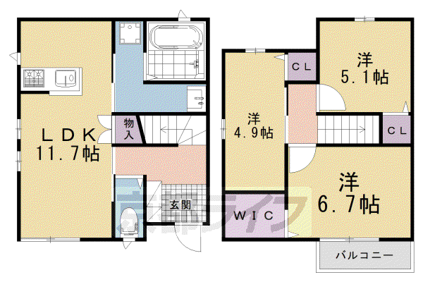 ユアメゾン北大野(3LDK/1階)の間取り写真