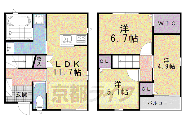 ユアメゾン北大野(3LDK/1階)の間取り写真
