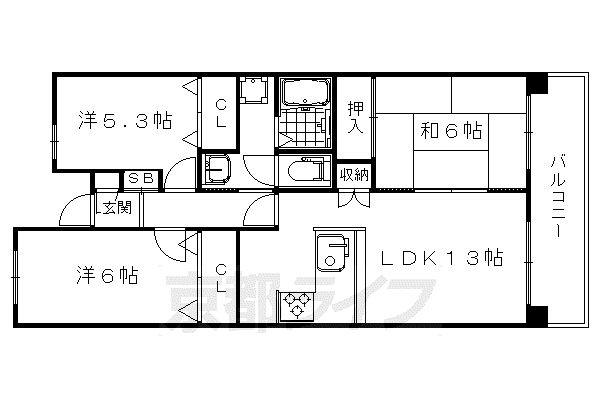 サンヴェール太秦(3LDK/7階)の間取り写真