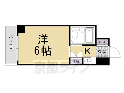 阪急電鉄京都線 西院駅(阪急) 徒歩6分 11階建 築37年(1K/7階)の間取り写真