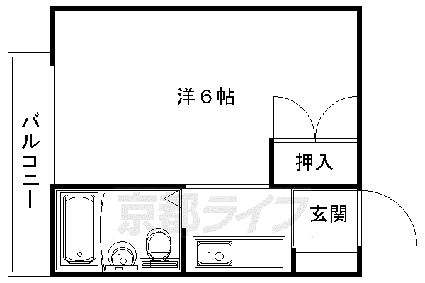 阪急電鉄京都線 西院駅(阪急) 徒歩6分 11階建 築38年(1K/3階)の間取り写真