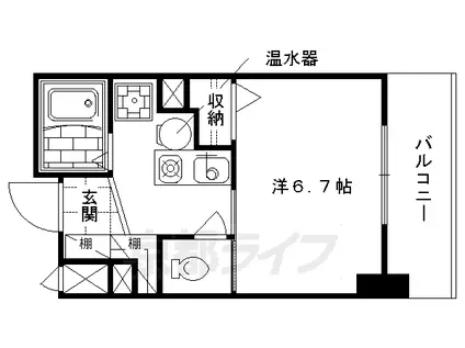 山陰本線 二条駅 徒歩13分 9階建 築27年(1K/6階)の間取り写真
