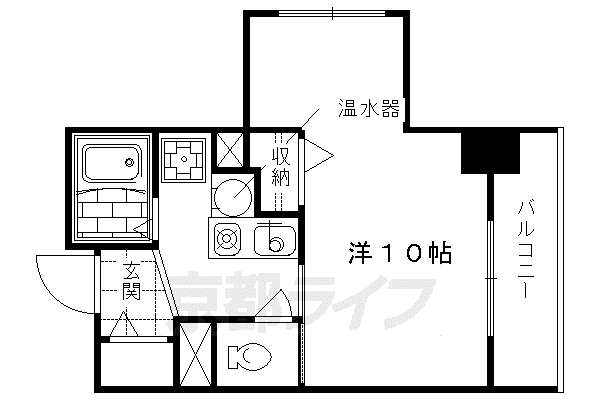山陰本線 二条駅 徒歩13分 9階建 築28年(1K/2階)の間取り写真