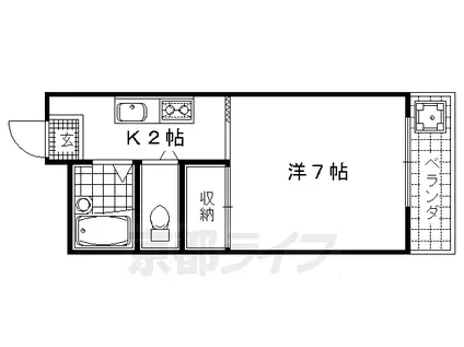 山陰本線 円町駅 徒歩10分 5階建 築45年(1K/4階)の間取り写真