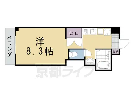阪急電鉄嵐山線 上桂駅 徒歩5分 3階建 築22年(1K/1階)の間取り写真