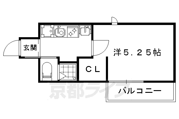 阪急電鉄京都線 西院駅(阪急) 徒歩10分 8階建 築38年(1K/3階)の間取り写真