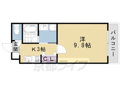 阪急電鉄京都線 大宮駅(京都) 徒歩5分 5階建 築19年(1K/4階)の間取り写真