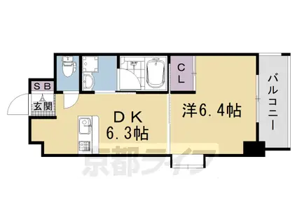 山陰本線 丹波口駅 徒歩12分 11階建 築21年(1DK/7階)の間取り写真