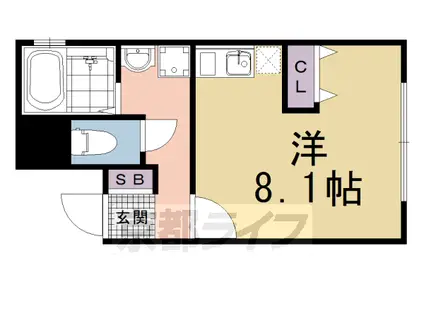 山陰本線 花園駅(京都) 徒歩2分 3階建 築22年(1K/2階)の間取り写真