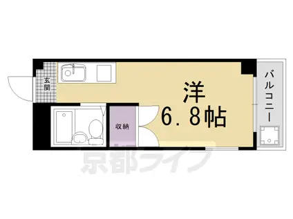 阪急電鉄京都線 西京極駅 徒歩2分 4階建 築39年(1K/2階)の間取り写真