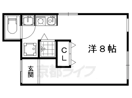 阪急電鉄京都線 西京極駅 徒歩9分 3階建 築49年(ワンルーム/2階)の間取り写真
