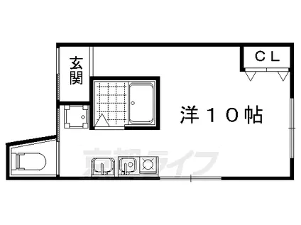 阪急電鉄京都線 西京極駅 徒歩9分 3階建 築49年(ワンルーム/2階)の間取り写真