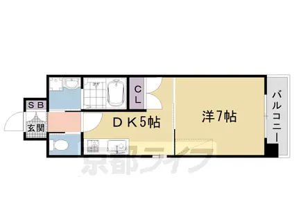 阪急電鉄京都線 西院駅(阪急) 徒歩10分 5階建 築21年(1DK/2階)の間取り写真