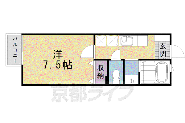 東海道本線 西大路駅 徒歩3分 2階建 築22年(1K/1階)の間取り写真