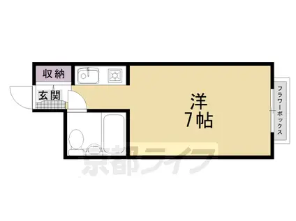 山陰本線 二条駅 徒歩10分 3階建 築43年(1K/3階)の間取り写真