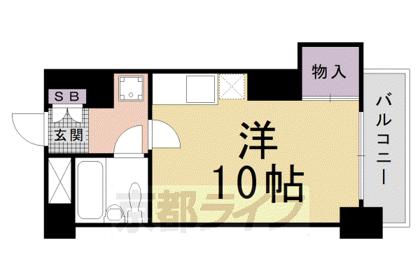 山陰本線 丹波口駅 徒歩10分 5階建 築43年(ワンルーム/3階)の間取り写真