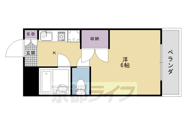 阪急電鉄京都線 西院駅(阪急) 徒歩5分 5階建 築40年(1K/4階)の間取り写真