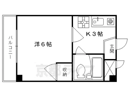 山陰本線 円町駅 徒歩1分 4階建 築41年(1K/3階)の間取り写真