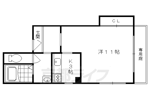 阪急電鉄京都線 大宮駅(京都) 徒歩8分 3階建 築45年(1K/1階)の間取り写真