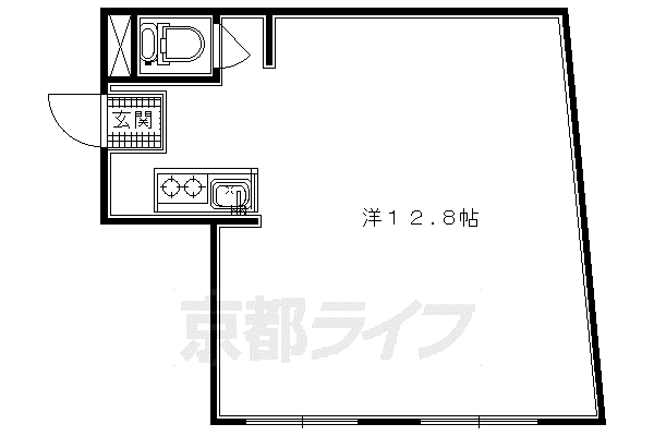 山陰本線 円町駅 徒歩3分 4階建 築44年(1K/2階)の間取り写真