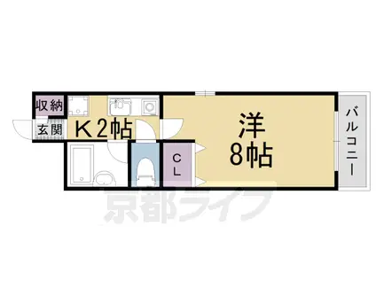 山陰本線 花園駅(京都) 徒歩5分 4階建 築27年(1K/4階)の間取り写真