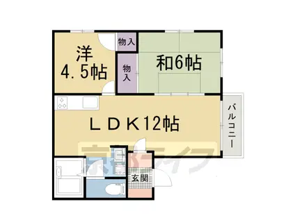 山陰本線 嵯峨嵐山駅 徒歩14分 2階建 築35年(2LDK/2階)の間取り写真