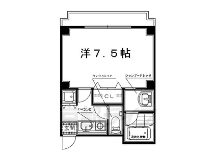 山陰本線 円町駅 徒歩1分 3階建 築23年(1K/1階)の間取り写真