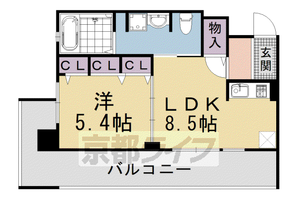 京都市東西線 太秦天神川駅 徒歩1分 6階建 築22年(1LDK/2階)の間取り写真