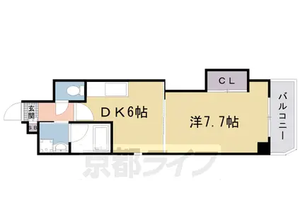 阪急電鉄京都線 西京極駅 徒歩7分 7階建 築20年(1DK/3階)の間取り写真