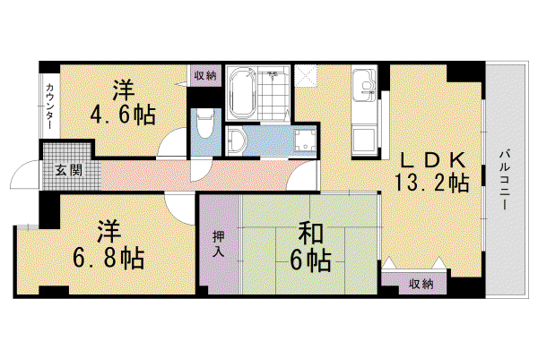 山陰本線 嵯峨嵐山駅 徒歩14分 5階建 築30年(3LDK/1階)の間取り写真
