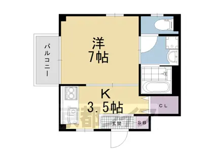 ブライトストーン太秦(1K/3階)の間取り写真