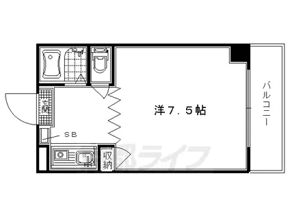 阪急電鉄京都線 西院駅(阪急) 徒歩6分 6階建 築33年(1K/5階)の間取り写真