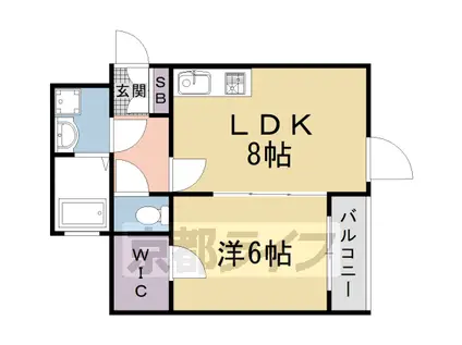 阪急電鉄京都線 西院駅(阪急) 徒歩7分 4階建 築33年(1LDK/2階)の間取り写真