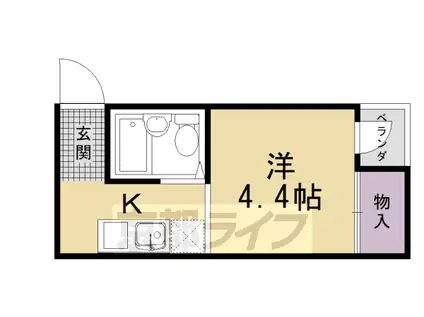 京都市東西線 太秦天神川駅 徒歩15分 3階建 築36年(1K/2階)の間取り写真