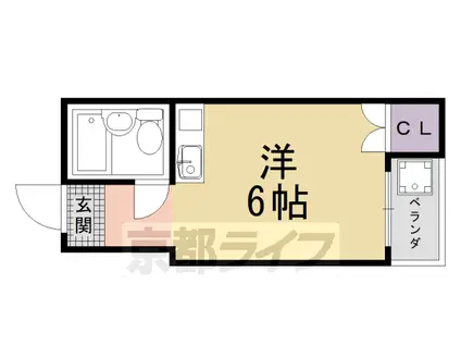 山陰本線 嵯峨嵐山駅 徒歩5分 5階建 築41年(1K/3階)の間取り写真