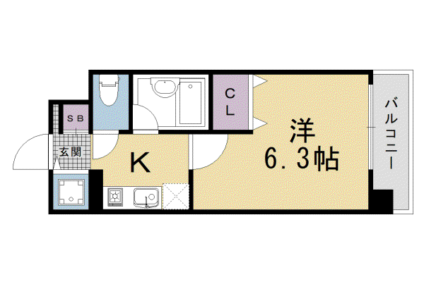 阪急電鉄京都線 西院駅(阪急) 徒歩8分 4階建 築20年(1K/1階)の間取り写真