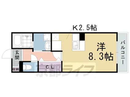 阪急電鉄京都線 西京極駅 徒歩11分 4階建 築20年(1K/2階)の間取り写真