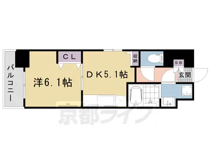 レジデンス西京極(1DK/10階)の間取り写真