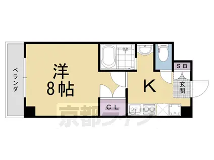 阪急電鉄京都線 西京極駅 徒歩9分 5階建 築24年(1K/2階)の間取り写真
