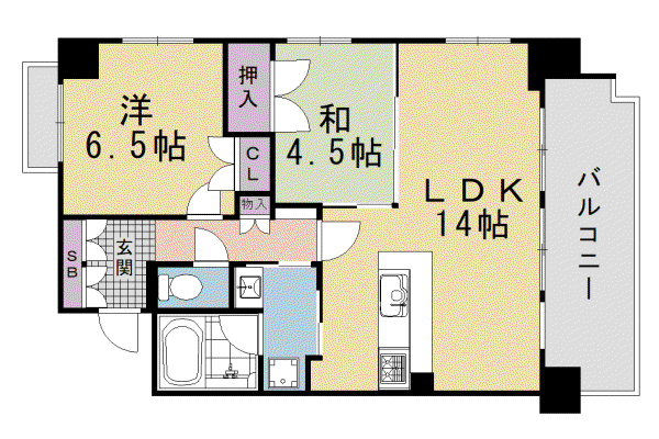 阪急電鉄京都線 西院駅(阪急) 徒歩8分 11階建 築21年(2LDK/3階)の間取り写真