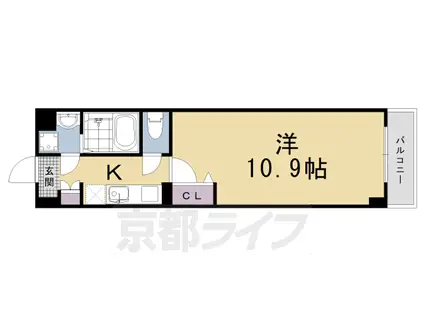 京都市東西線 太秦天神川駅 徒歩1分 6階建 築19年(1K/6階)の間取り写真